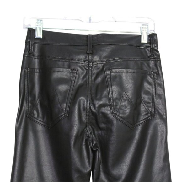 Mother Denim Insider Ankle Black Vegan Leather Pants Wax On Wax Off Size 27 - Picture 8 of 12